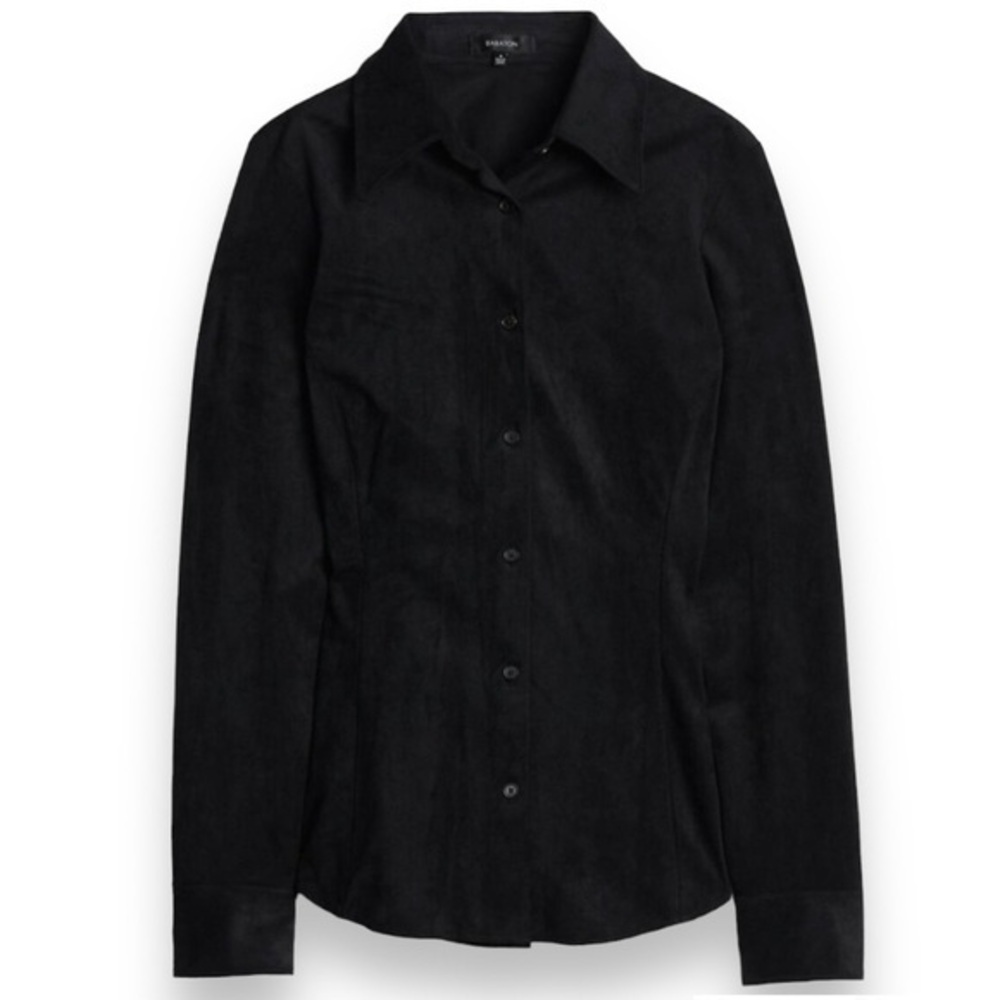Babaton Vineet Vegan Suede Blouse in Black Size 6 Aritzia #59091